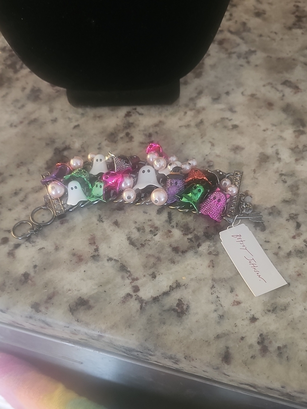 Betsey Johnson Multicolor Ghost & Pearl Charm Bracelet